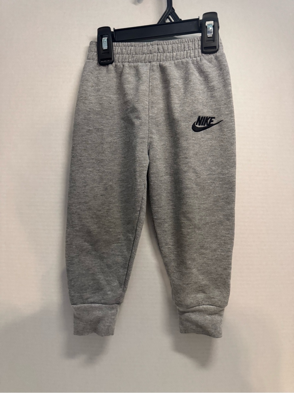 Nike Kids Grey Fleece Jogger Pants with Black Logo